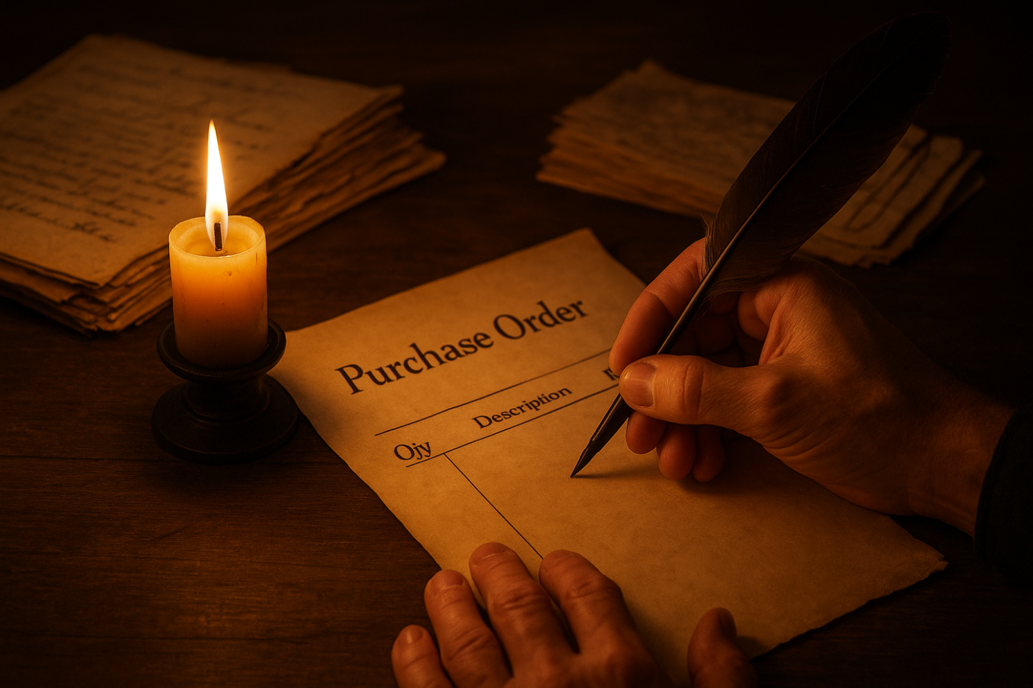 Santa Writing a Purchasee Order